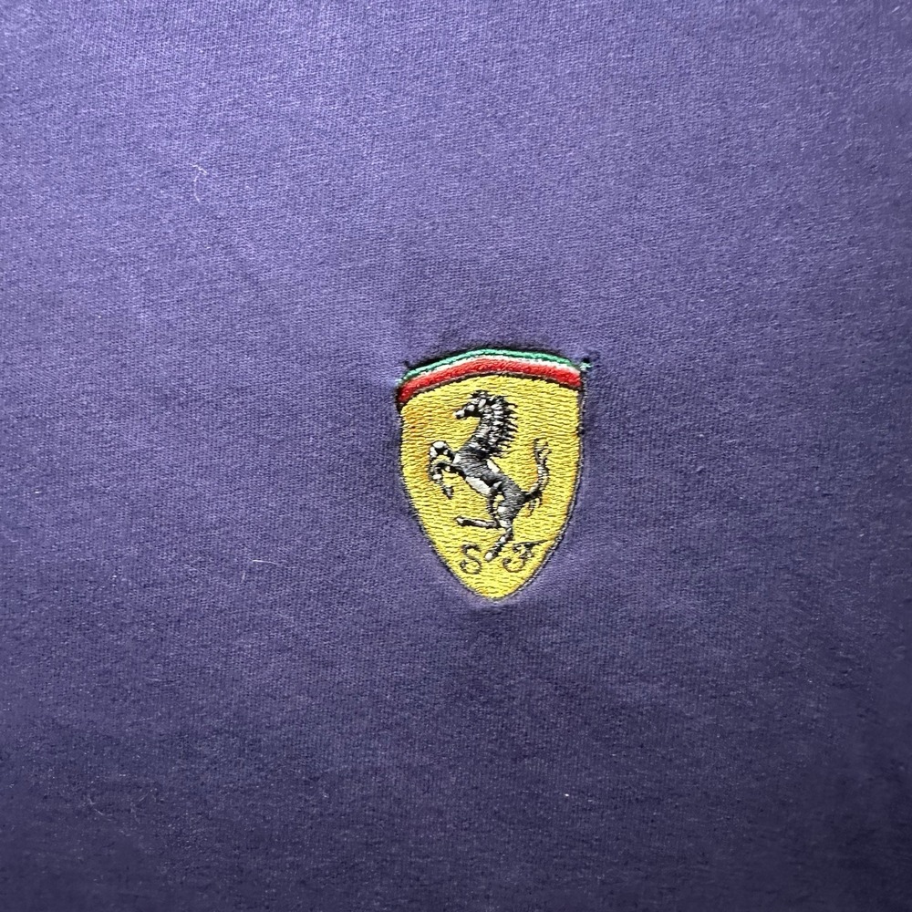Vintage Ferrari T-shirt Mens Size XL Navy Blue Big Silver Logo - Picture 4 of 8